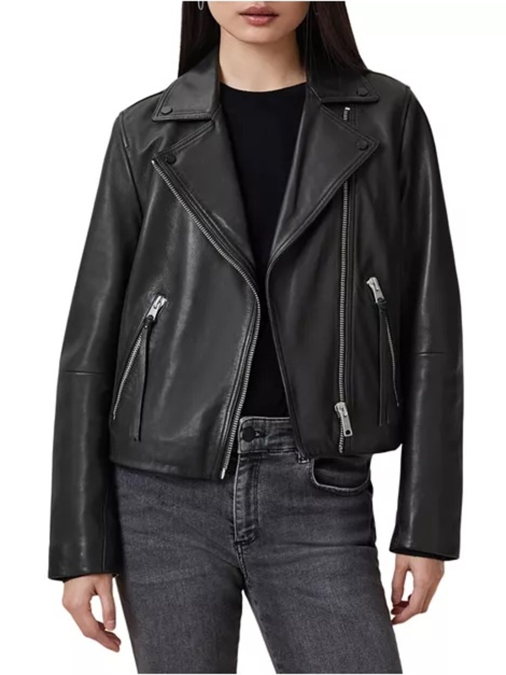 ALL SAINTS Dalby Slim Fit Leather Biker Jacket